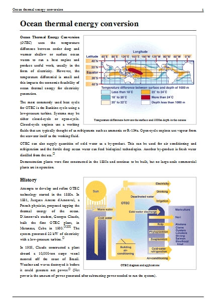 Ocean thermal energy conversion (OTEC) pdf from wikipedia